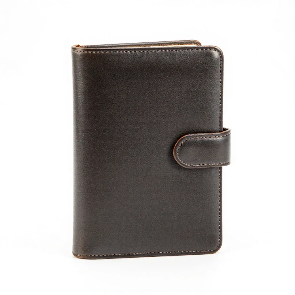 Leather-bound journal isolated on a white background