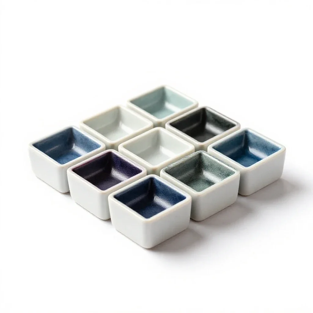 Set of watercolour pans isolated on a white background