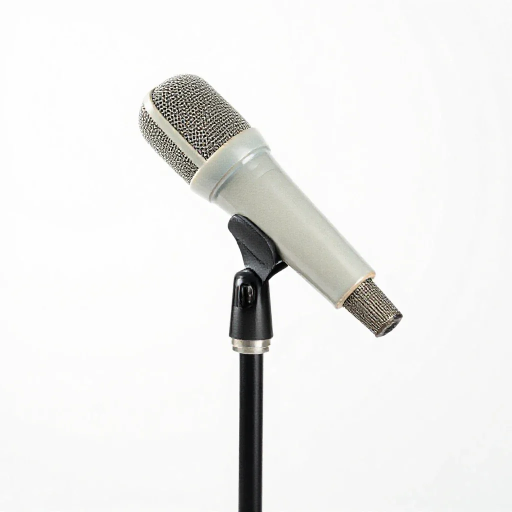 Boom microphone on a stand isolated on a white background