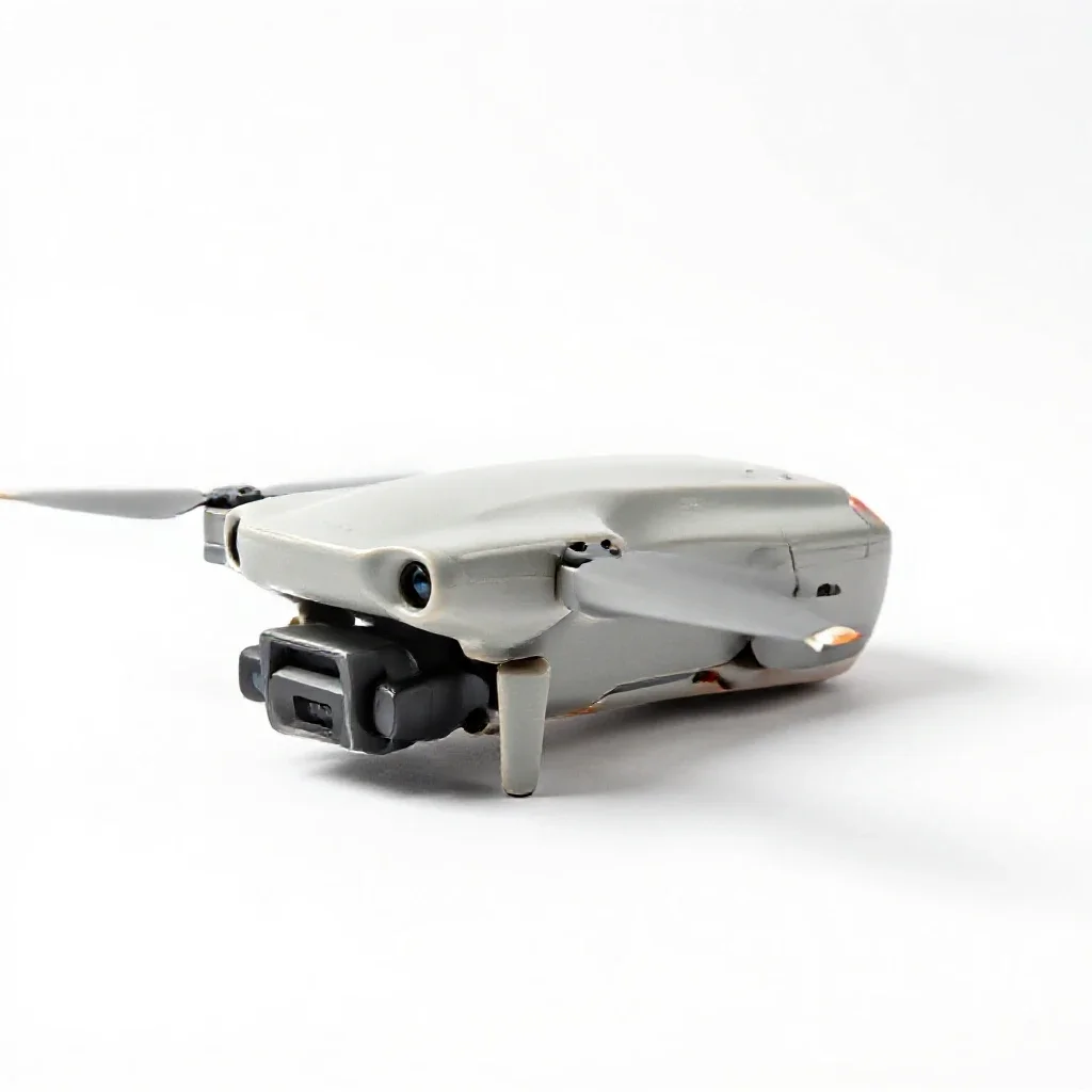 Drone with folded arms isolated on a white background