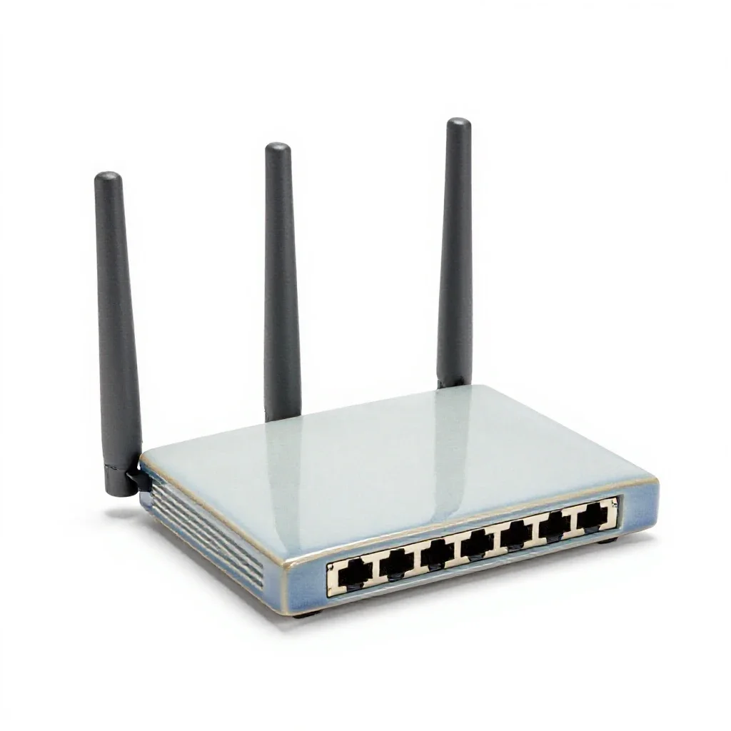 Network router with antennas isolated on a white background