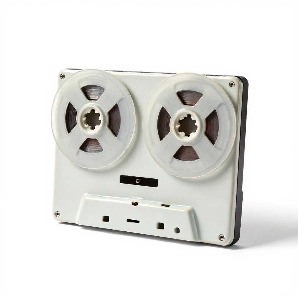 Reel-to-reel tape deck isolated on a white background