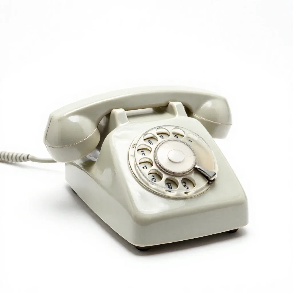 Rotary dial telephone isolated on a white background