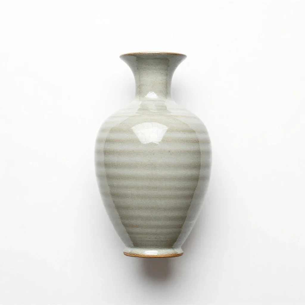 Ceramic vase with a narrow neck isolated on a white background