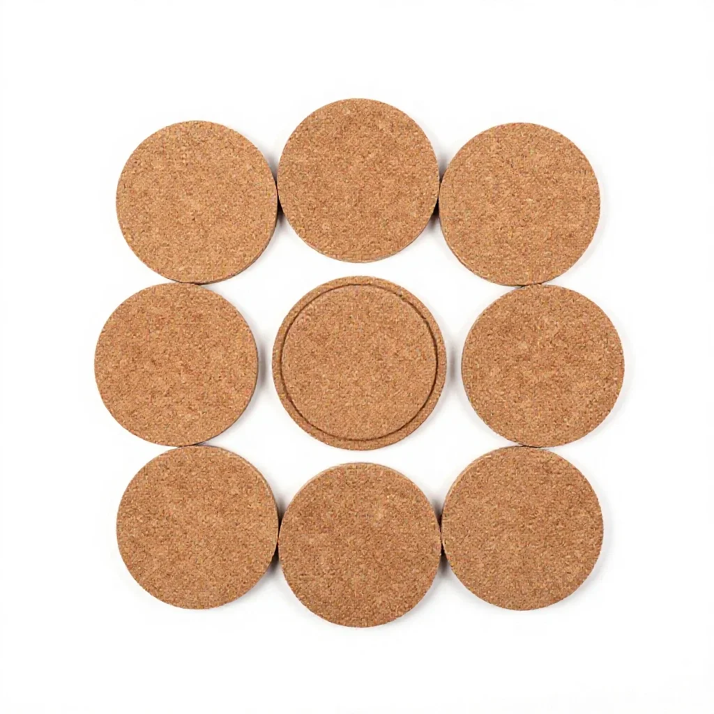 Set of coasters in cork isolated on a white background