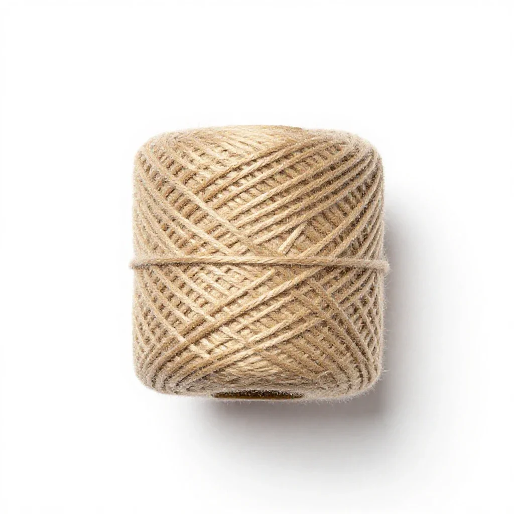 Spool of natural twine isolated on a white background