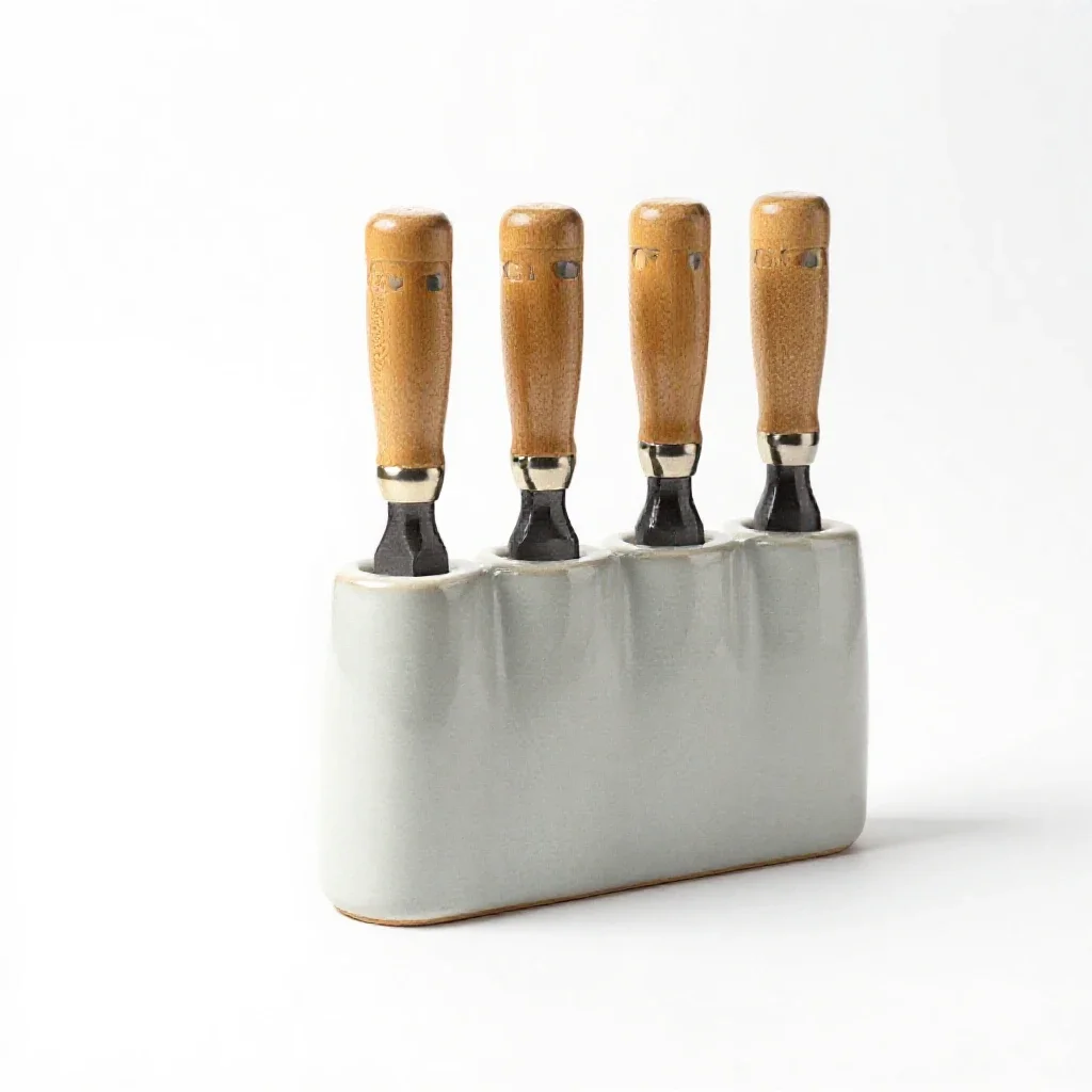 Wood chisel set isolated on a white background