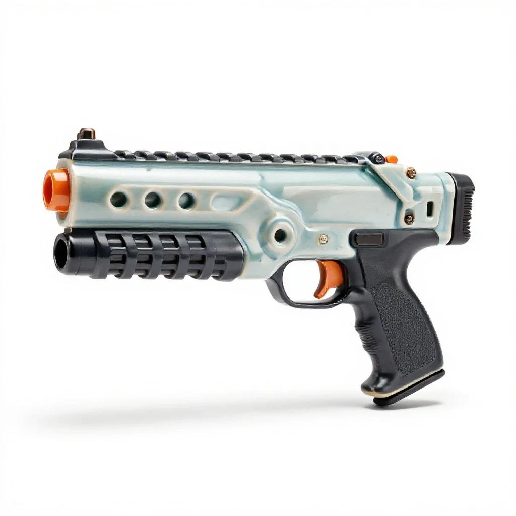 Nerf-style blaster isolated on a white background