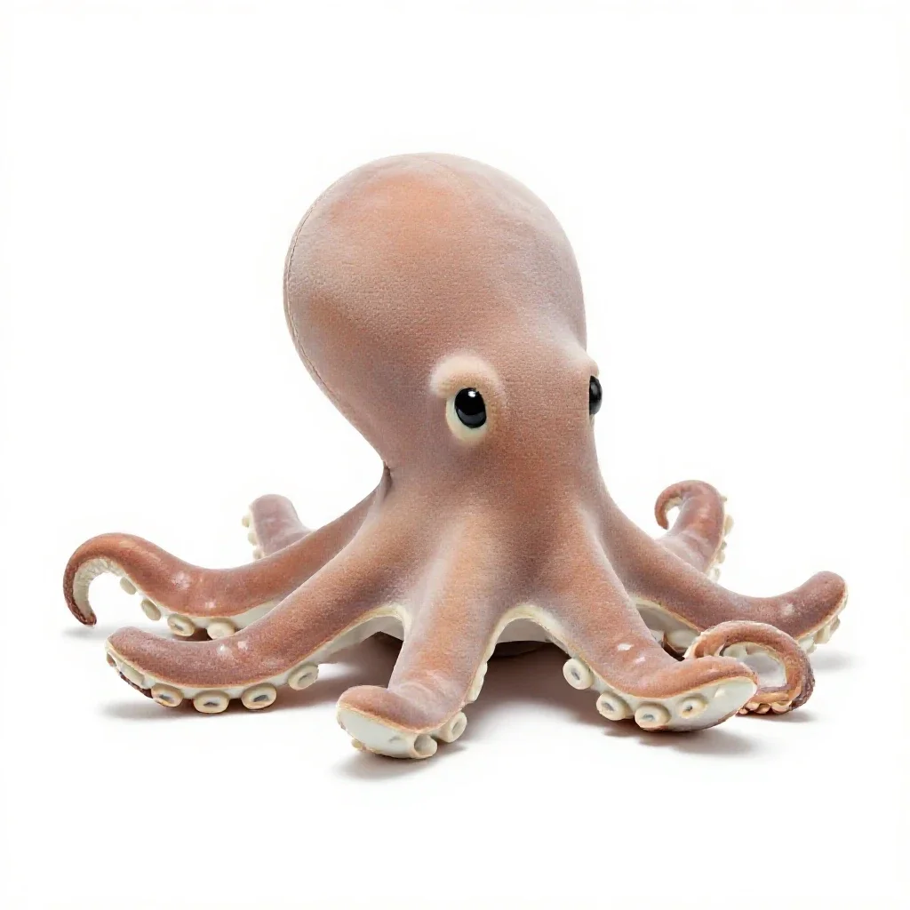 Plush octopus isolated on a white background