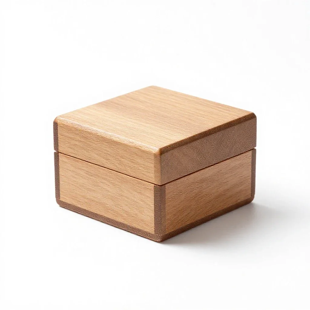 Wooden puzzle box isolated on a white background