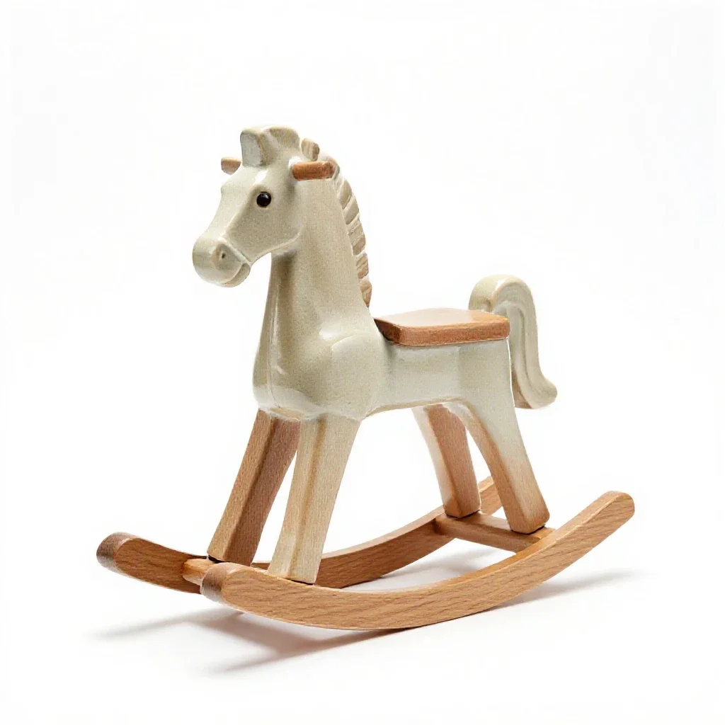 Wooden rocking horse isolated on a white background