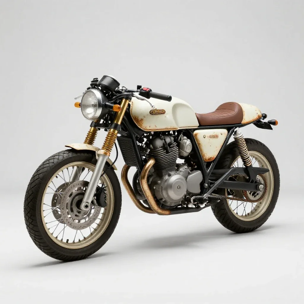 Cafe racer motorcycle isolated on a white background
