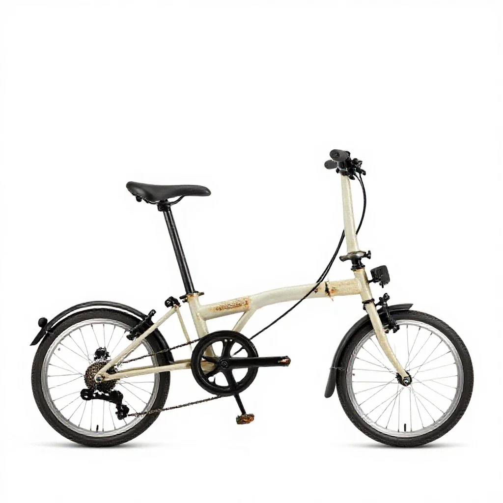 Folding bicycle isolated on a white background