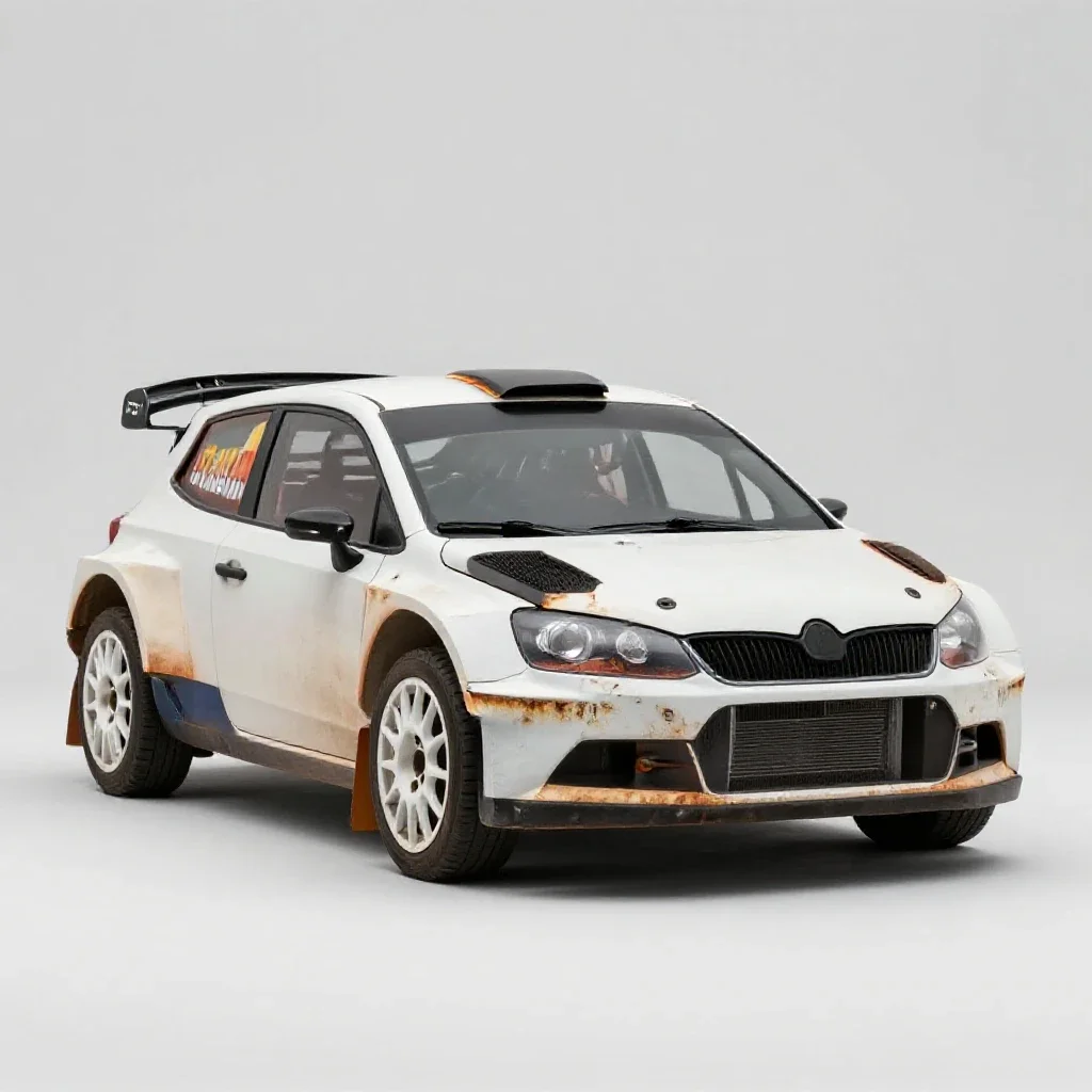 Rally hatchback isolated on a white background