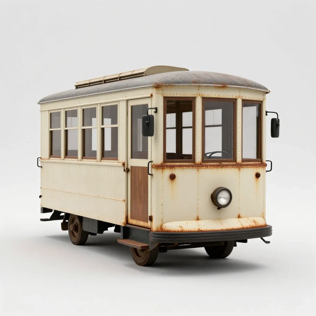 Tram carriage isolated on a white background