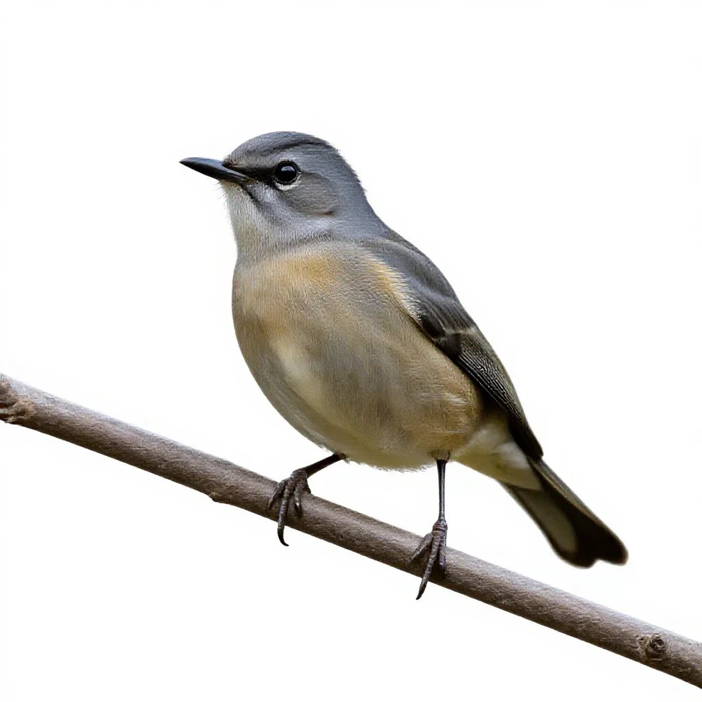 Bellbird on a branch isolated on a white background