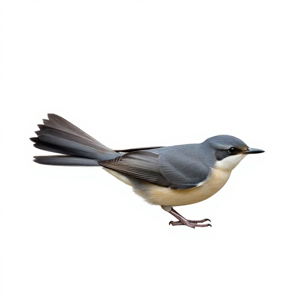 Fantail with its tail spread isolated on a white background