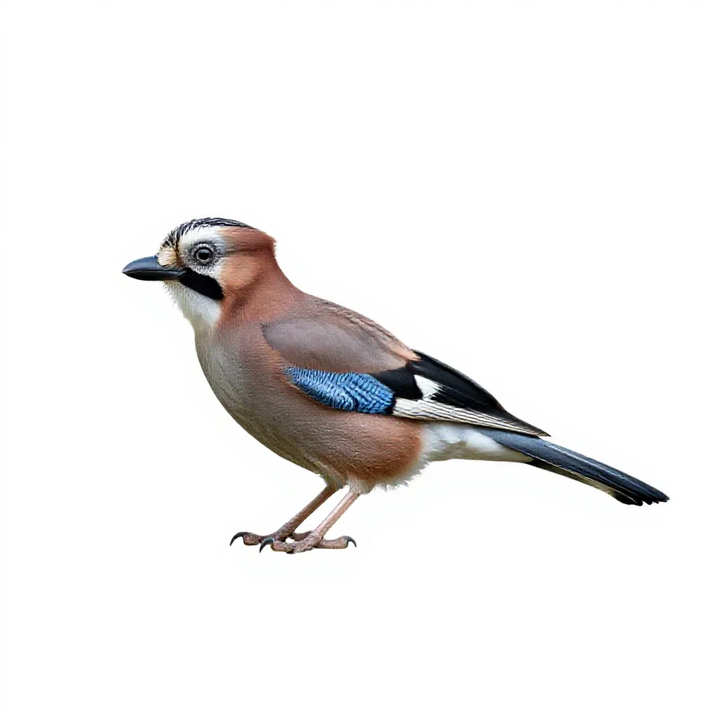 Jay with acorn isolated on a white background