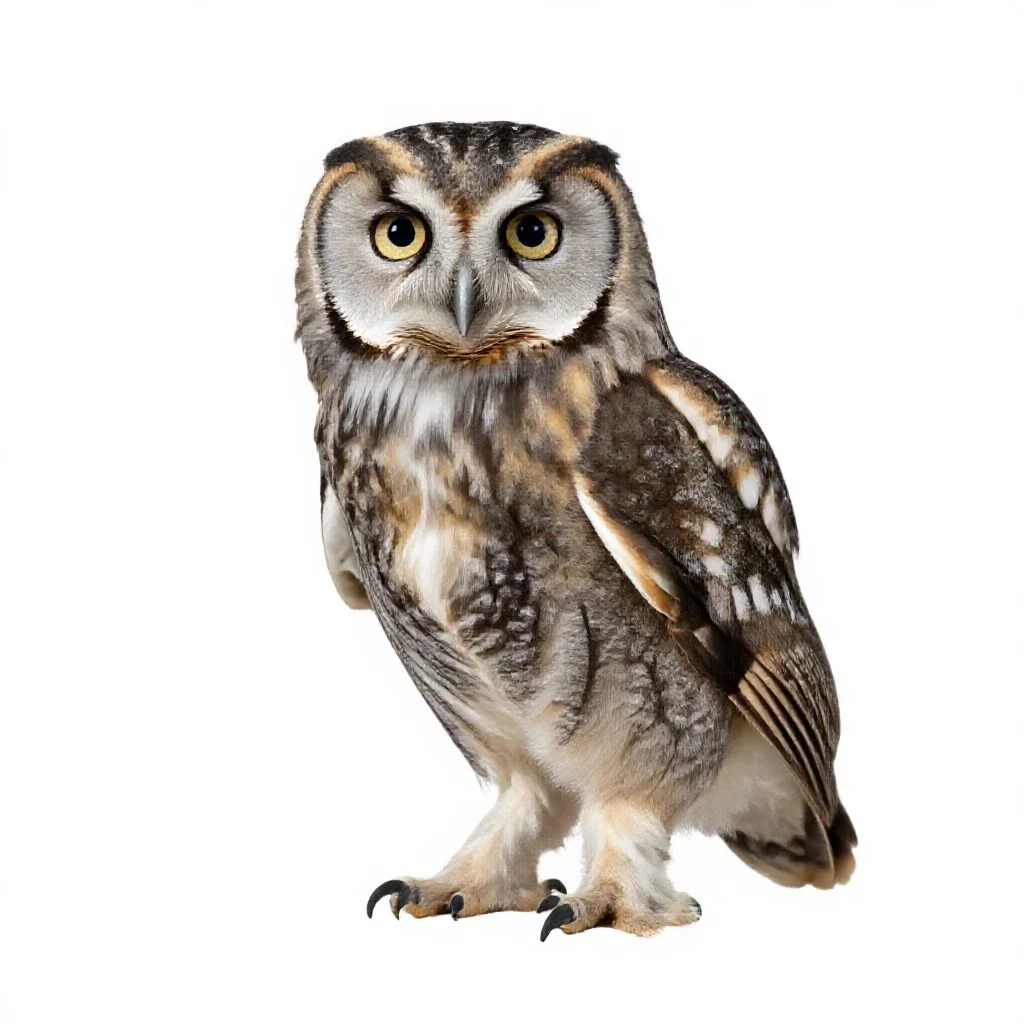 Morepork owl isolated on a white background