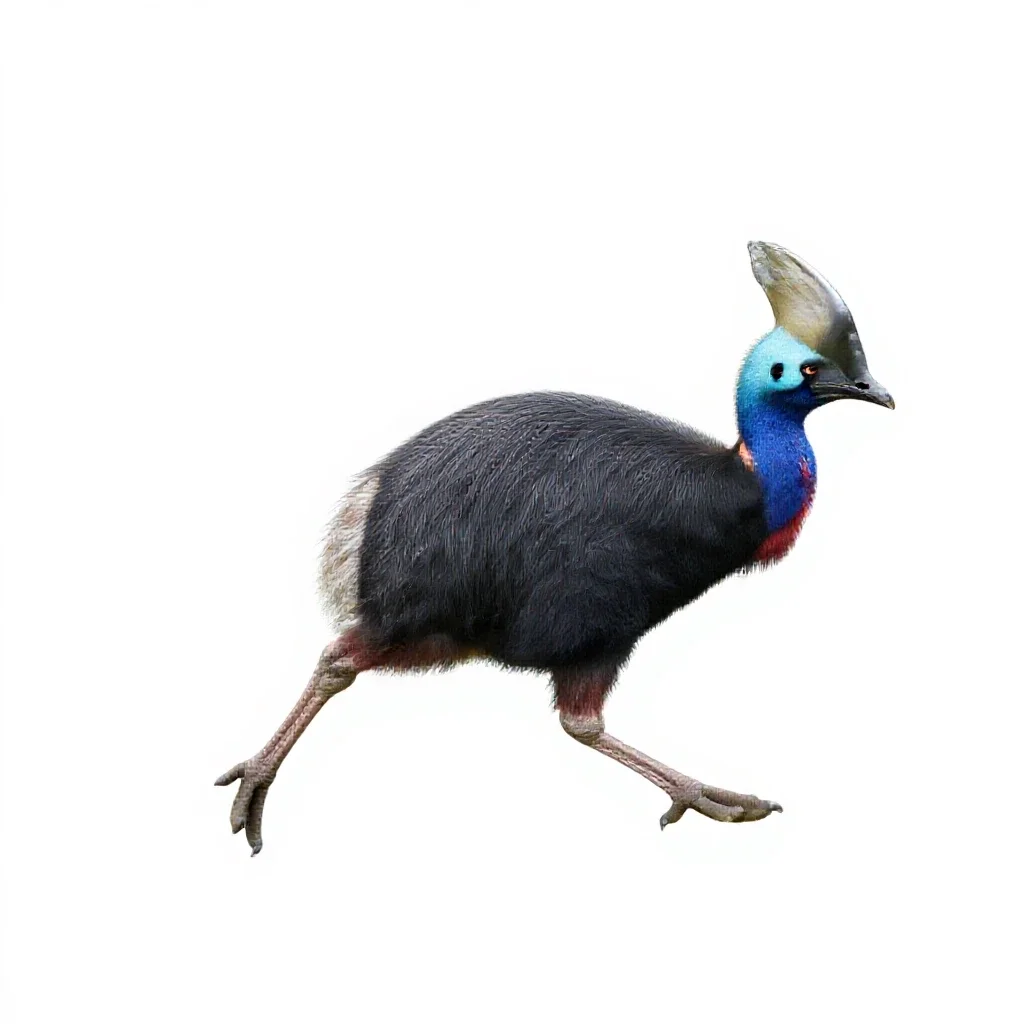 Pukeko mid-stride isolated on a white background