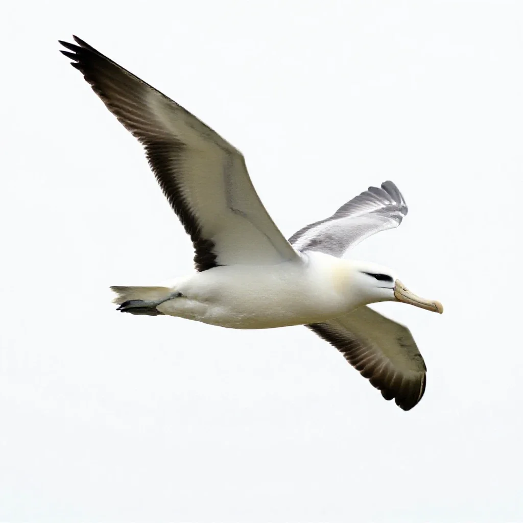 Royal albatross gliding isolated on a white background