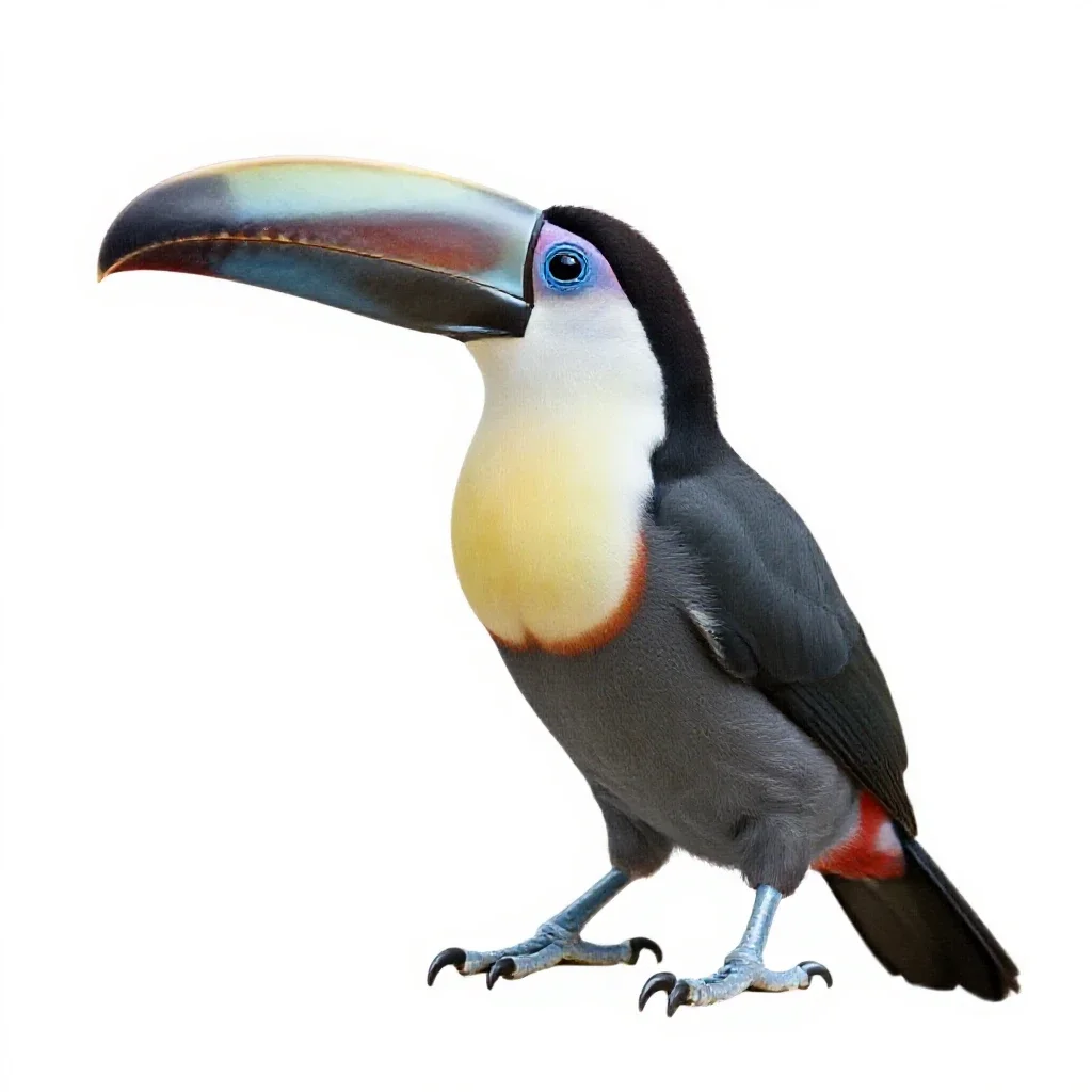 Toucan with an oversized bill isolated on a white background