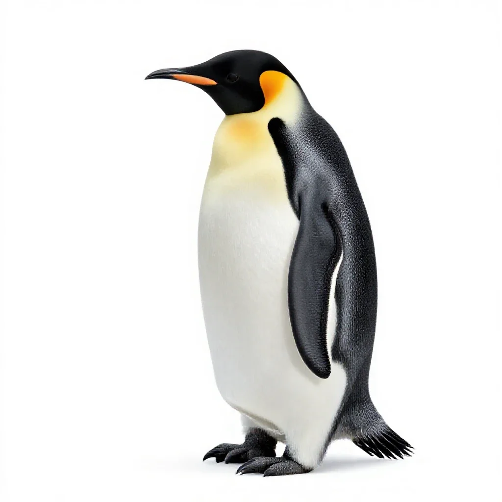 Emperor penguin with a chick isolated on a white background
