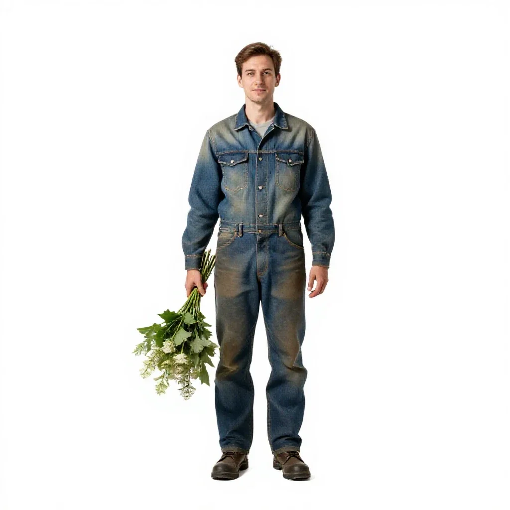 Florist arranging stems isolated on a white background