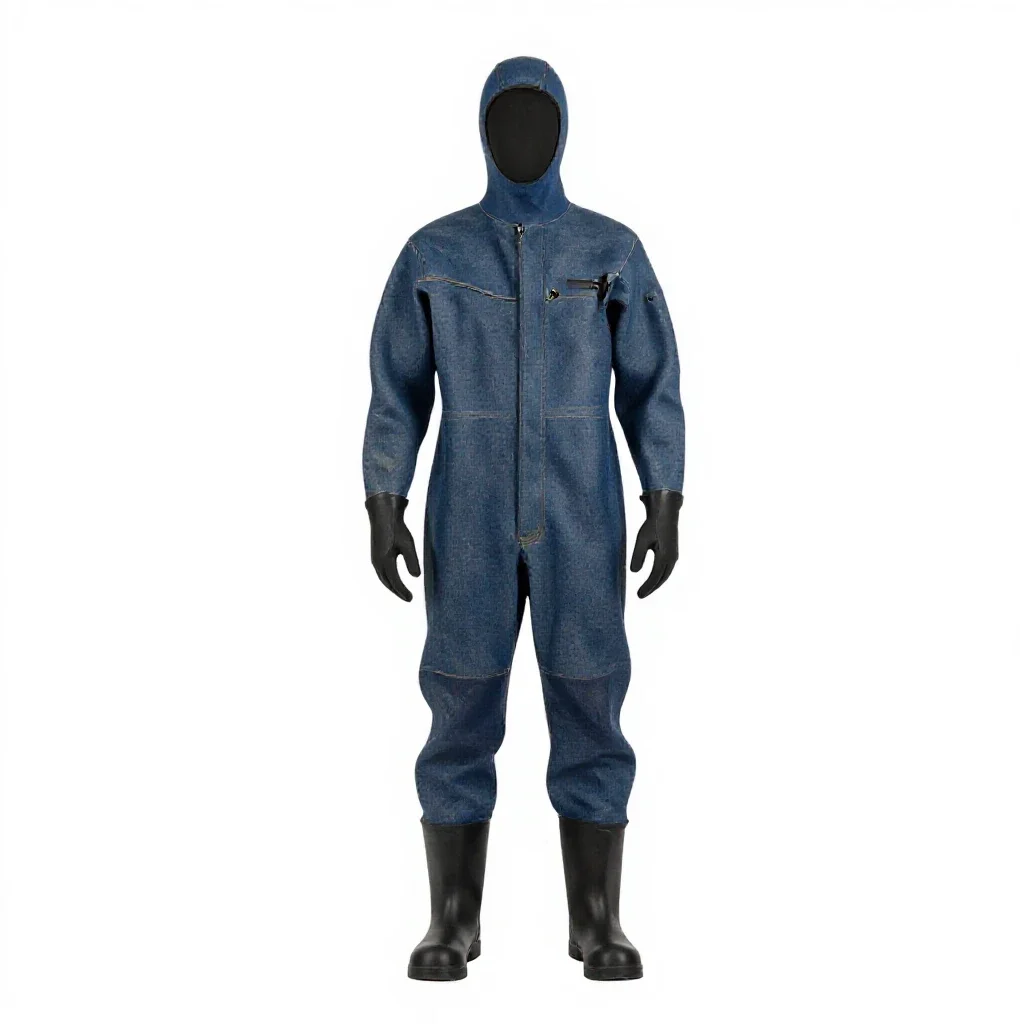 Marine biologist in a wetsuit isolated on a white background