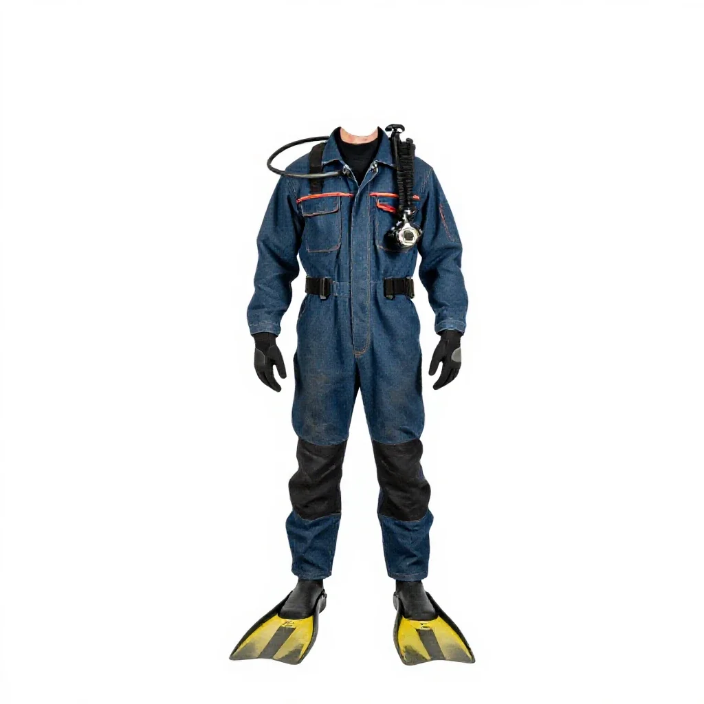 Rescue diver with fins isolated on a white background