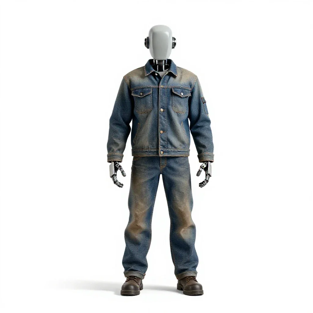Robotics student with a prototype isolated on a white background