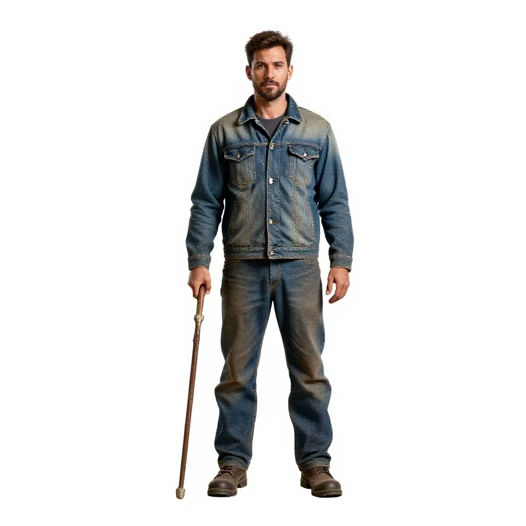 Shepherd with a crook isolated on a white background