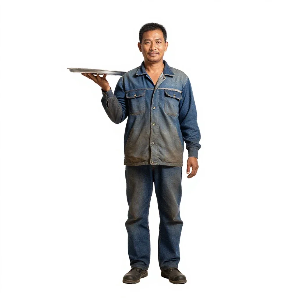 Street food vendor with a tray isolated on a white background