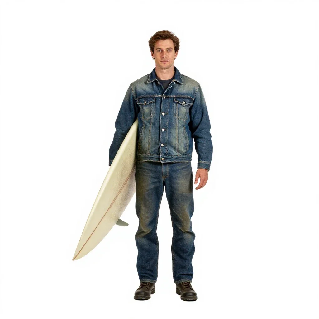 Surfer carrying a board isolated on a white background