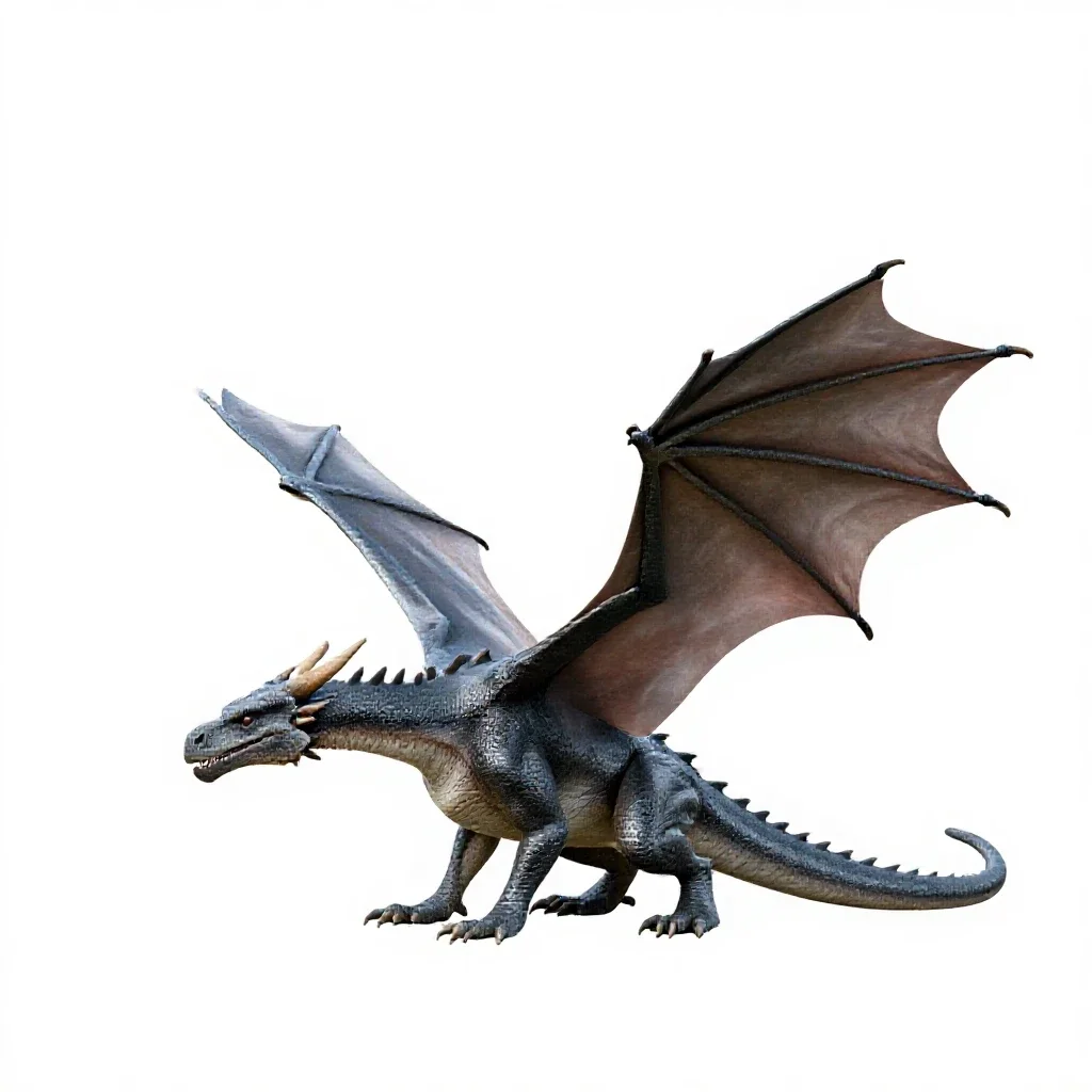 Dragon with folded wings isolated on a white background