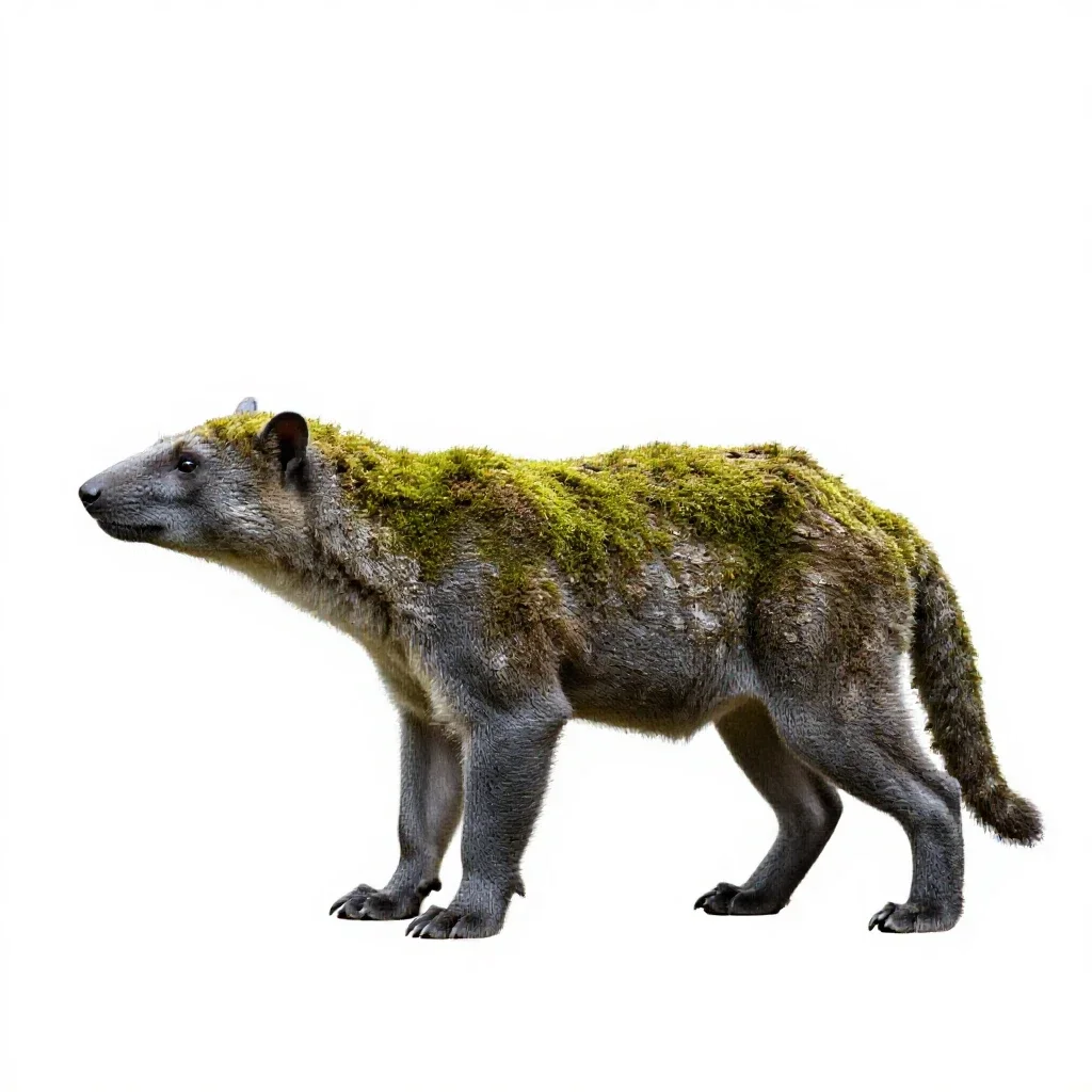 Forest spirit of moss and bark isolated on a white background