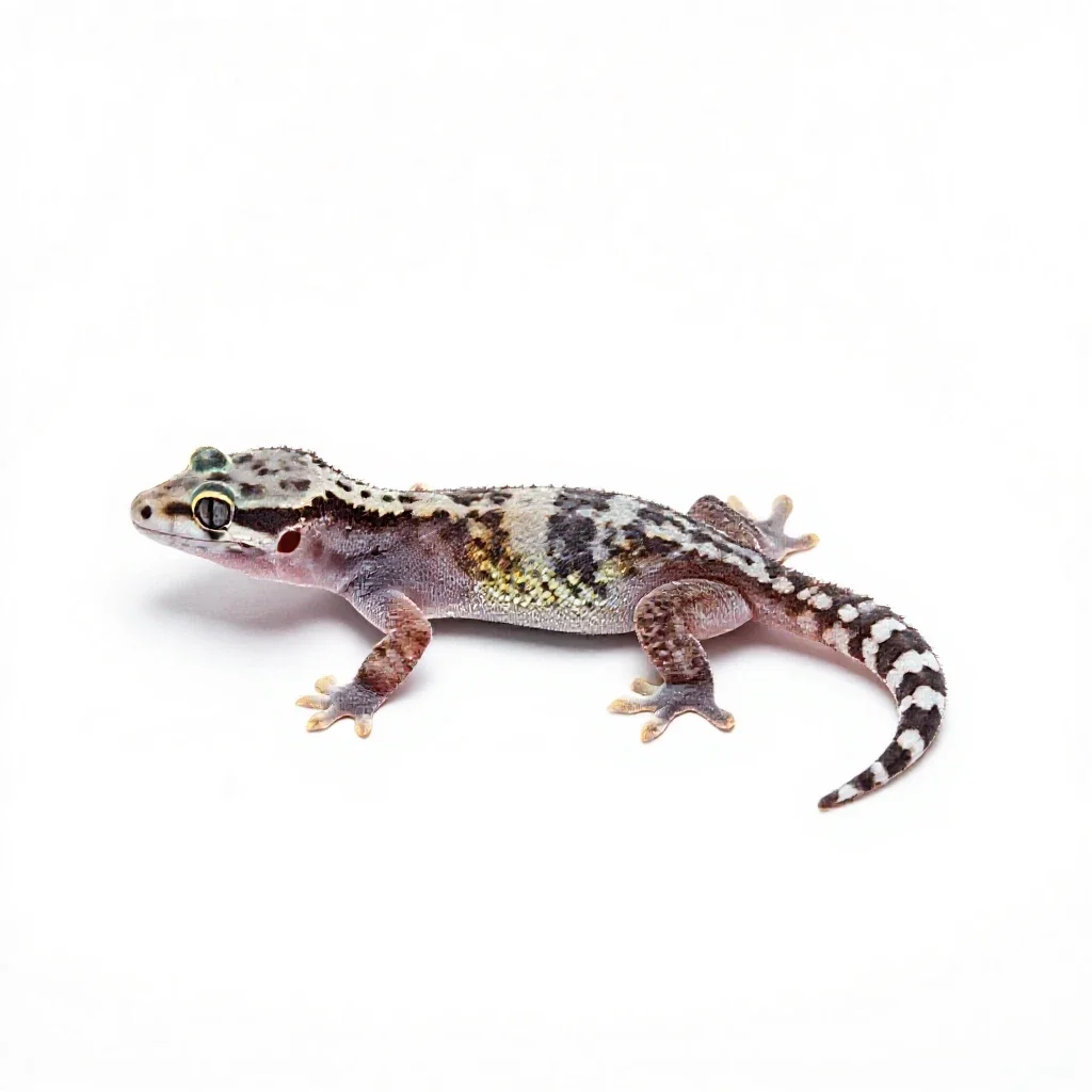 Gecko on glass isolated on a white background