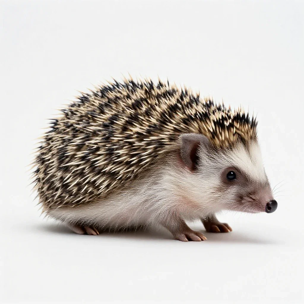 Hedgehog curled up isolated on a white background
