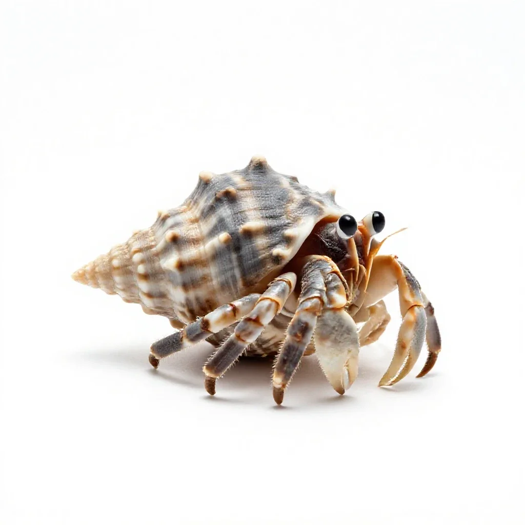 Hermit crab in a shell isolated on a white background