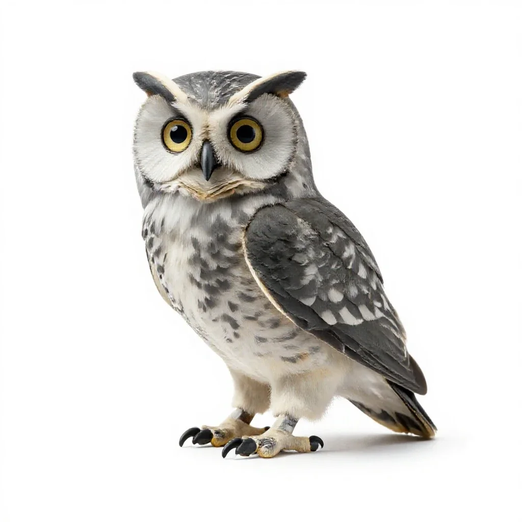 Mechanical owl automaton isolated on a white background