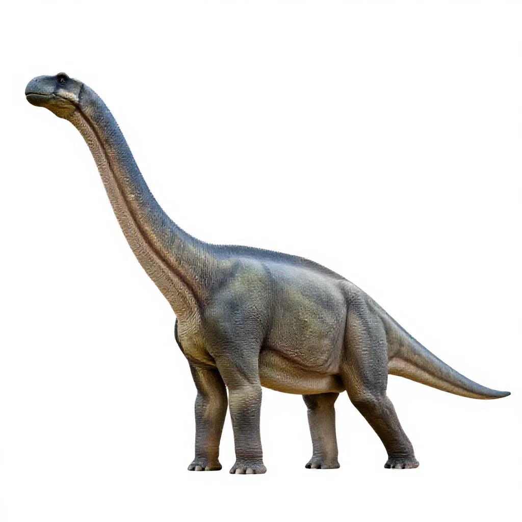 Brachiosaurus reaching upward isolated on a white background