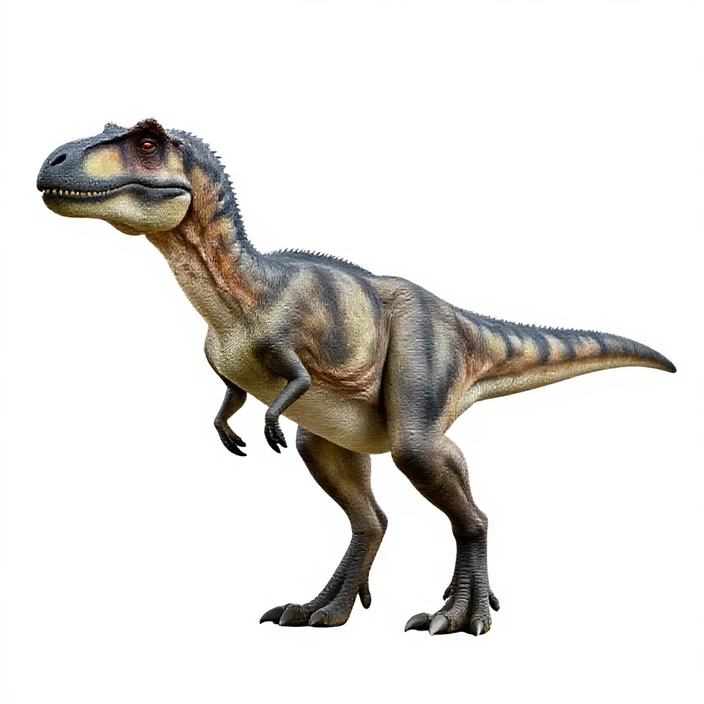 Velociraptor with feathers isolated on a white background