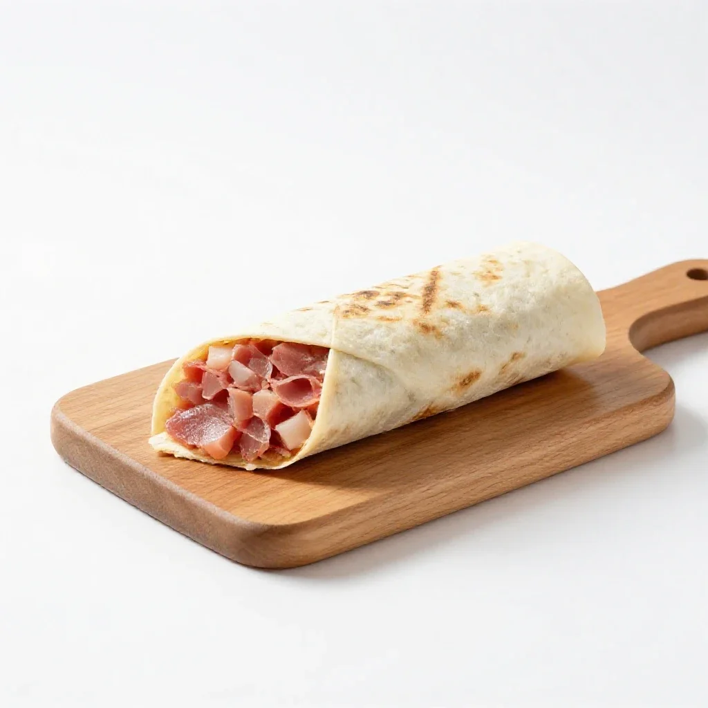 Burrito cut in half isolated on a white background