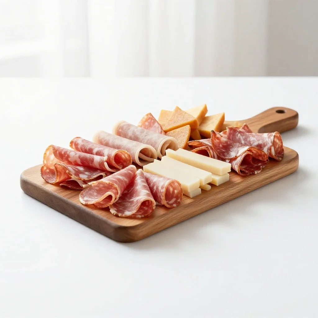 Charcuterie selection isolated on a white background