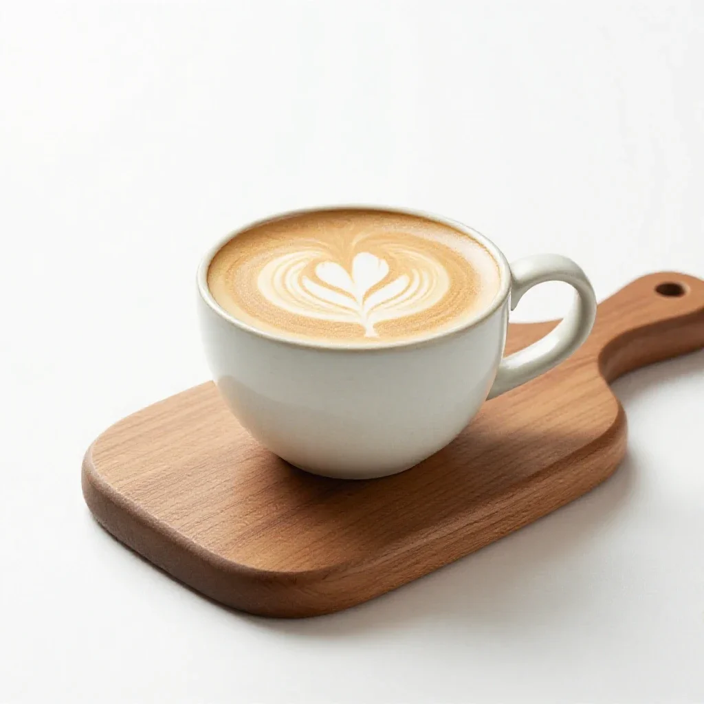 Flat white in a ceramic cup isolated on a white background