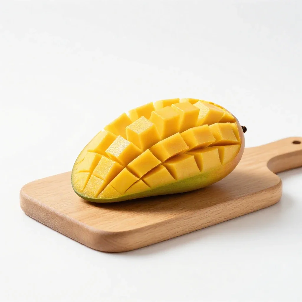 Mango sliced open isolated on a white background