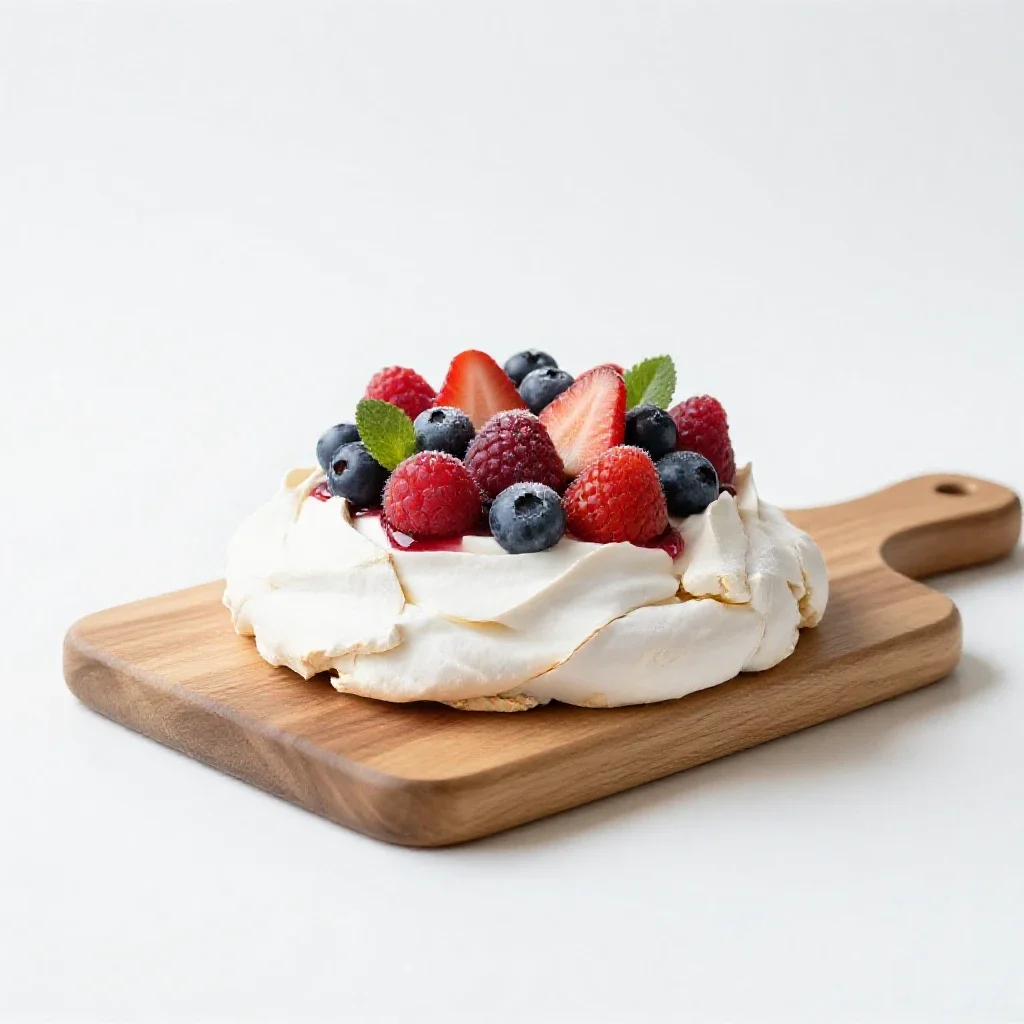 Pavlova with berries isolated on a white background