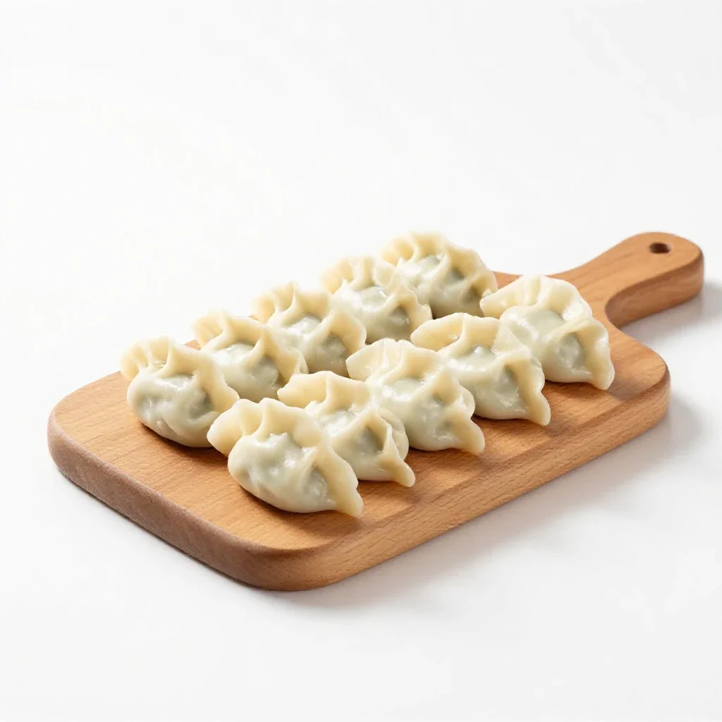 Plate of dumplings isolated on a white background