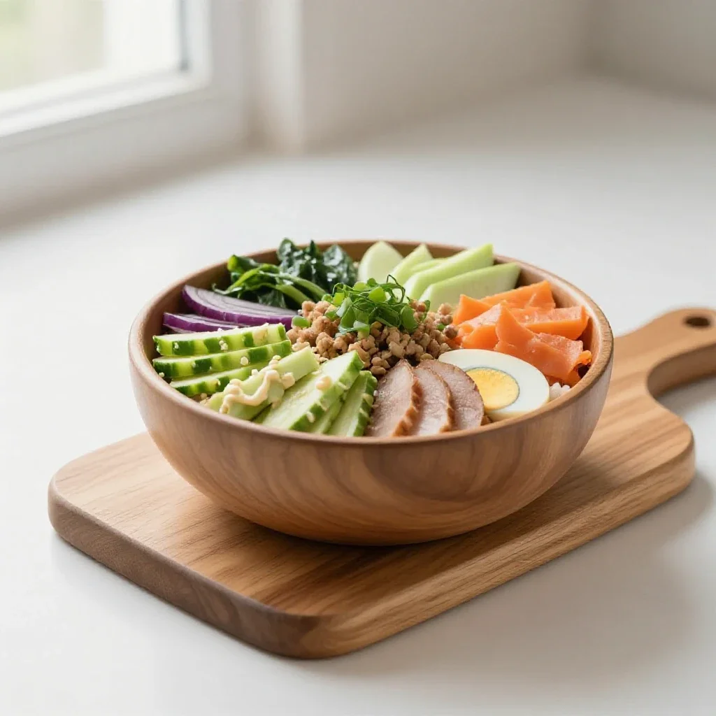 Poke bowl isolated on a white background