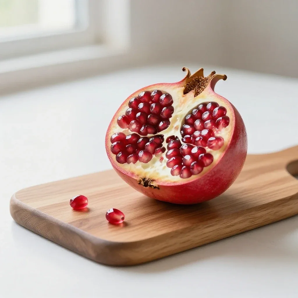 Pomegranate halved isolated on a white background